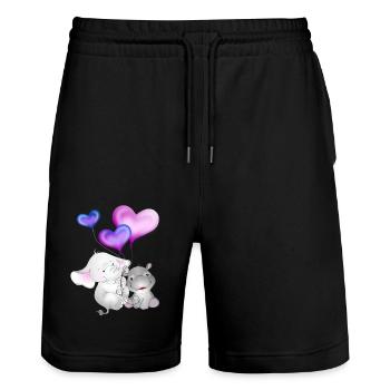 Elephant Balloon Hippopotamus - Stanley/Stella Trainer Unisex Organic Jogging Shorts - black - Front - Nik (191cm) & Marisol (170cm)