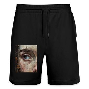 Votre expression révèle vos pensées intérieures - Short de jogging bio TRAINER Stanley/Stella unisexe - noir - Devant - Nik (191cm) & Marisol (170cm)