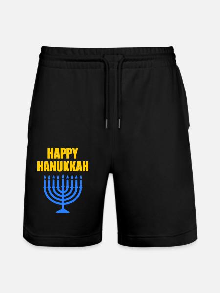 HAPPY HANUKKAH - Stanley/Stella Trainer Unisex Organic Jogging Shorts - black