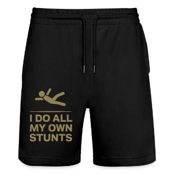 Strichmännchen Spruch Ich mache alle meine eigenen - Stanley/Stella Unisex Bio Joggingshorts Trainer  - Schwarz - Vorne - Nik (191cm) & Marisol (170cm)
