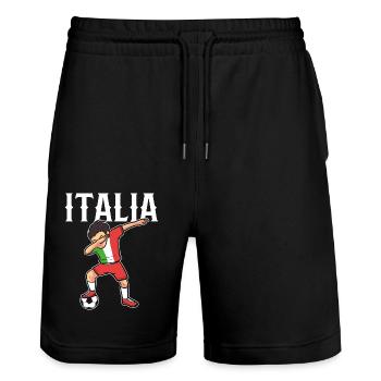 Italia - Stanley/Stella Unisex Bio Joggingshorts Trainer  - Schwarz - Vorne - Nik (191cm) & Marisol (170cm)