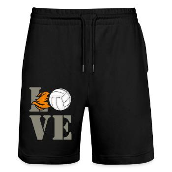 Volleyball LOVE - Stanley/Stella Trainer Unisex Organic Jogging Shorts - black - Front - Nik (191cm) & Marisol (170cm)