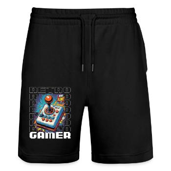 Retro Gamer Joystick / Controller Jeux de console - Short de jogging bio TRAINER Stanley/Stella unisexe - noir - Devant - Nik (191cm) & Marisol (170cm)