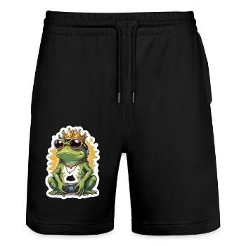 Retro Gamer Frog avec manette Jeux de console - Short de jogging bio TRAINER Stanley/Stella unisexe - noir - Devant - Nik (191cm) & Marisol (170cm)