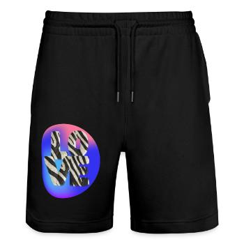 Paares passendes Liebesherz-Design-romantisches Geschenk - Stanley/Stella Unisex Bio Joggingshorts Trainer  - Schwarz - Vorne - Nik (191cm) & Marisol (170cm)