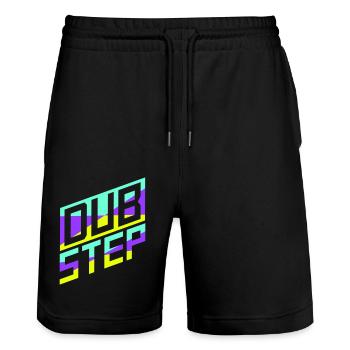 Dub Step Techno Music Party Club Text Lettering - Stanley/Stella Trainer Unisex Organic Jogging Shorts - black - Front - Nik (191cm) & Marisol (170cm)