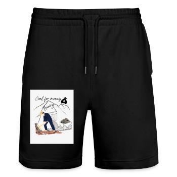 Conception minière - Short de jogging bio TRAINER Stanley/Stella unisexe - noir - Devant - Nik (191cm) & Marisol (170cm)