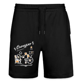 Aidante de tout mon cœur - Pflegerin - Short de jogging bio TRAINER Stanley/Stella unisexe - noir - Devant - Nik (191cm) & Marisol (170cm)