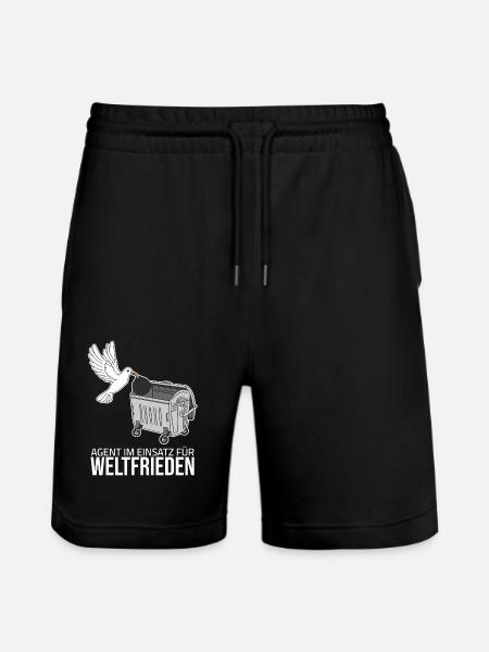 Weltfrieden - Agent im Einsatz - Stanley/Stella Unisex Bio Joggingshorts Trainer  - Schwarz