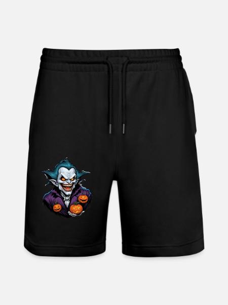 Halloween Vampire with Pumpkins - Stanley/Stella Trainer Unisex Organic Jogging Shorts - black