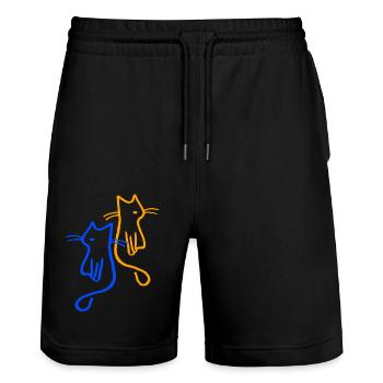 Cat Retro Vintage Cats Gift Idea - Stanley/Stella Trainer Unisex Organic Jogging Shorts - black - Front - Nik (191cm) & Marisol (170cm)