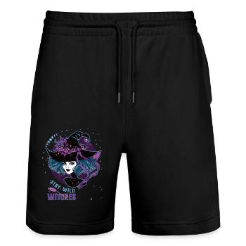 Halloween Stay Wild Sorcières - Short de jogging bio TRAINER Stanley/Stella unisexe - noir - Devant - Nik (191cm) & Marisol (170cm)