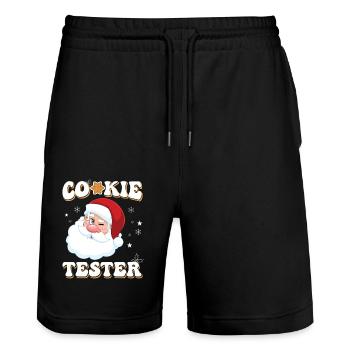 Testeur de biscuits de Noël amusant avec le Père Noël - Short de jogging bio TRAINER Stanley/Stella unisexe - noir - Devant - Nik (191cm) & Marisol (170cm)