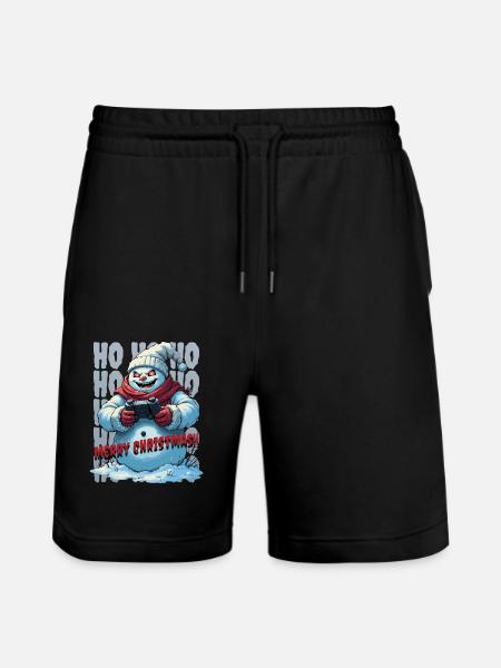 Evil Snowman Playing Christmas - Stanley/Stella Trainer Unisex Organic Jogging Shorts - black