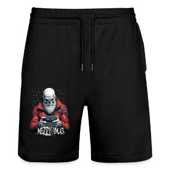 Merry Xmas Gamer Totenkopf Design - Stanley/Stella Unisex Bio Joggingshorts Trainer  - Schwarz - Vorne - Nik (191cm) & Marisol (170cm)