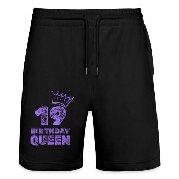 19 - Stanley/Stella Unisex Bio Joggingshorts Trainer  - Schwarz - Vorne - Nik (191cm) & Marisol (170cm)