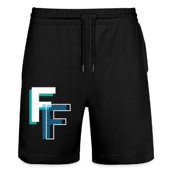 Buchstabe F - Stanley/Stella Unisex Bio Joggingshorts Trainer  - Schwarz - Vorne - Nik (191cm) & Marisol (170cm)