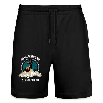 More Hiking Less Worries - Outdoor Enthusiast - Stanley/Stella Trainer Unisex Organic Jogging Shorts - black - Front - Nik (191cm) & Marisol (170cm)