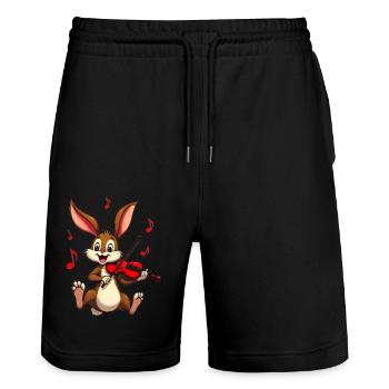 Lapin Violoniste Mignon - Short de jogging bio TRAINER Stanley/Stella unisexe - noir - Devant - Nik (191cm) & Marisol (170cm)