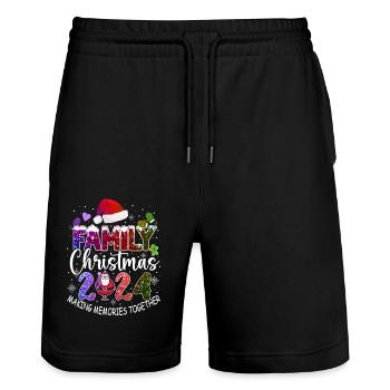 Christmas tape background movie holiday design - Stanley/Stella Trainer Unisex Organic Jogging Shorts - black - Front - Nik (191cm) & Marisol (170cm)