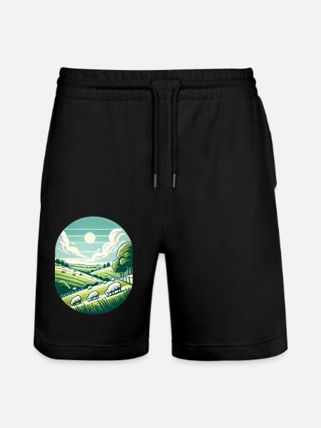 Yorkshire Countryside Scenic Design - Stanley/Stella Trainer Unisex Organic Jogging Shorts - black