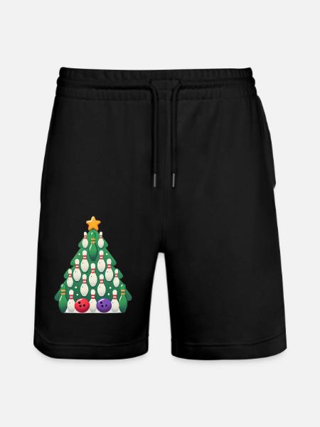 Bowling Weihnachtsbaum Urlaub Design - Stanley/Stella Unisex Bio Joggingshorts Trainer  - Schwarz