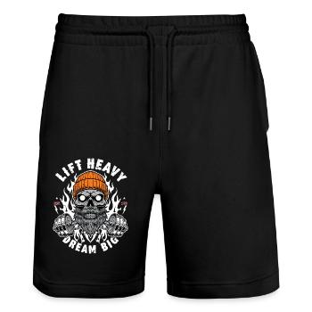 lift heavy - Stanley/Stella Trainer Unisex Organic Jogging Shorts - black - Front - Nik (191cm) & Marisol (170cm)