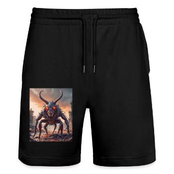 Monstre mutant mi-hommes mi-insecte sombre horreur - Short de jogging bio TRAINER Stanley/Stella unisexe - noir - Devant - Nik (191cm) & Marisol (170cm)