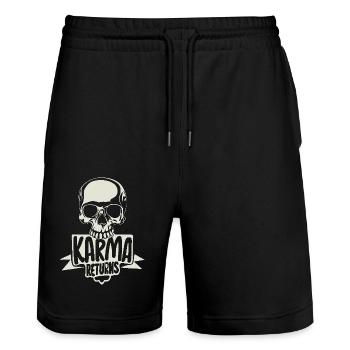 Karma returns - Stanley/Stella Trainer Unisex Organic Jogging Shorts - black - Front - Nik (191cm) & Marisol (170cm)