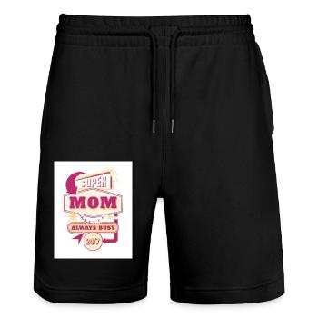 Supermom Mother s Day - Stanley/Stella Unisex Bio Joggingshorts Trainer  - Schwarz - Vorne - Nik (191cm) & Marisol (170cm)