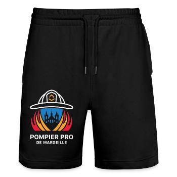 Pompier Pro de Marseille - Short de jogging bio TRAINER Stanley/Stella unisexe - noir - Devant - Nik (191cm) & Marisol (170cm)