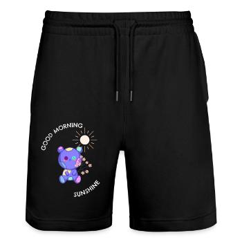 Good Morning Sunshine - Stanley/Stella Trainer Unisex Organic Jogging Shorts - black - Front - Nik (191cm) & Marisol (170cm)
