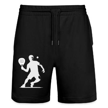 Padel player front white - Stanley/Stella Trainer Unisex Organic Jogging Shorts - black - Front - Nik (191cm) & Marisol (170cm)