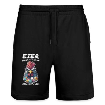 Eier sucht man nicht Hahn Ostern - Stanley/Stella Unisex Bio Joggingshorts Trainer  - Schwarz - Vorne - Nik (191cm) & Marisol (170cm)