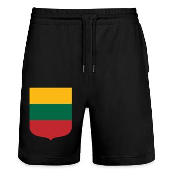 Lithuania - Stanley/Stella Trainer Unisex Organic Jogging Shorts - black - Front - Nik (191cm) & Marisol (170cm)