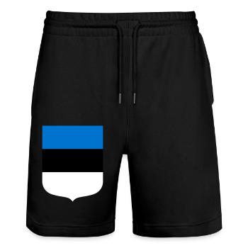 Estland - Stanley/Stella Unisex Bio Joggingshorts Trainer  - Schwarz - Vorne - Nik (191cm) & Marisol (170cm)