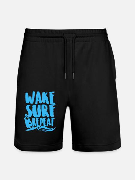 Surfing Wake Surf Repeat - Stanley/Stella Trainer Unisex Organic Jogging Shorts - black