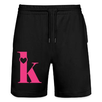 Buchstabe k Anfangsbuchstabe mit Herz - Stanley/Stella Unisex Bio Joggingshorts Trainer  - Schwarz - Vorne - Nik (191cm) & Marisol (170cm)