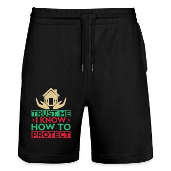Insurance Agent Trust Me Funny Insurance Broker - Stanley/Stella Unisex Bio Joggingshorts Trainer  - Schwarz - Vorne - Nik (191cm) & Marisol (170cm)
