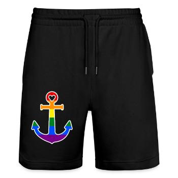 Ancre arc-en-ciel - Short de jogging bio TRAINER Stanley/Stella unisexe - noir - Devant - Nik (191cm) & Marisol (170cm)