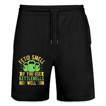 Fanatiques de fitness Fetid Smell Utiliser des kettlebells - Short de jogging bio TRAINER Stanley/Stella unisexe - noir - Devant - Nik (191cm) & Marisol (170cm)