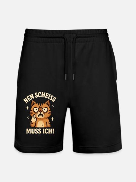 Middle Finger Cat Kitty - Stanley/Stella Trainer Unisex Organic Jogging Shorts - black