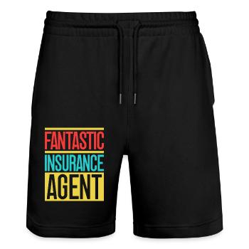 Agent d’assurance Agent fantastique Assurance drôle - Short de jogging bio TRAINER Stanley/Stella unisexe - noir - Devant - Nik (191cm) & Marisol (170cm)