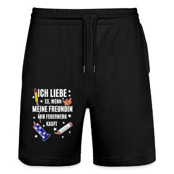 Pyro Freak - Stanley/Stella Unisex Bio Joggingshorts Trainer  - Schwarz - Vorne - Nik (191cm) & Marisol (170cm)