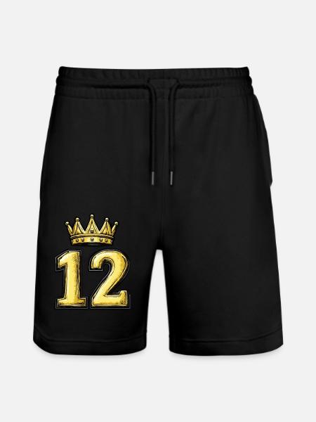 12 Zahl Krone - Stanley/Stella Unisex Bio Joggingshorts Trainer  - Schwarz