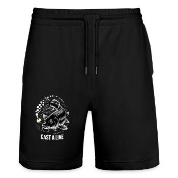 Cast a Line – Vintage Angelshirt für Männer - Stanley/Stella Unisex Bio Joggingshorts Trainer  - Schwarz - Vorne - Nik (191cm) & Marisol (170cm)