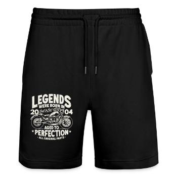 2004 Vintage Born Legends Birthday Motorcycle - Stanley/Stella Trainer Unisex Organic Jogging Shorts - black - Front - Nik (191cm) & Marisol (170cm)