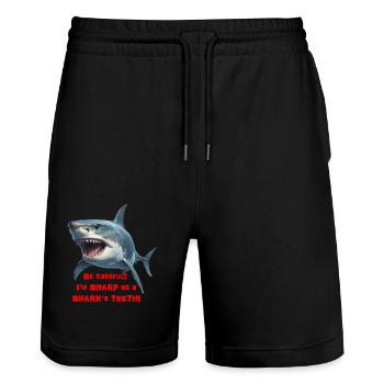 Scharf wie ein Hai - Stanley/Stella Unisex Bio Joggingshorts Trainer  - Schwarz - Vorne - Nik (191cm) & Marisol (170cm)