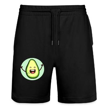 Fröhliche Avocado - Stanley/Stella Unisex Bio Joggingshorts Trainer  - Schwarz - Vorne - Nik (191cm) & Marisol (170cm)