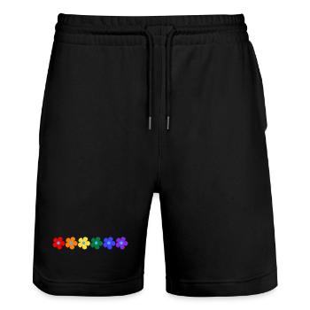 Blumen Design Regenbogenflagge, für alle - Stanley/Stella Unisex Bio Joggingshorts Trainer  - Schwarz - Vorne - Nik (191cm) & Marisol (170cm)
